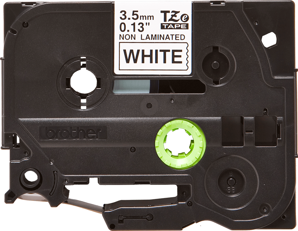 Oryginalna nielaminowana taśma TZe-N201 firmy Brother – czarny nadruk na białym tle, 3.5mm szerokości 2
